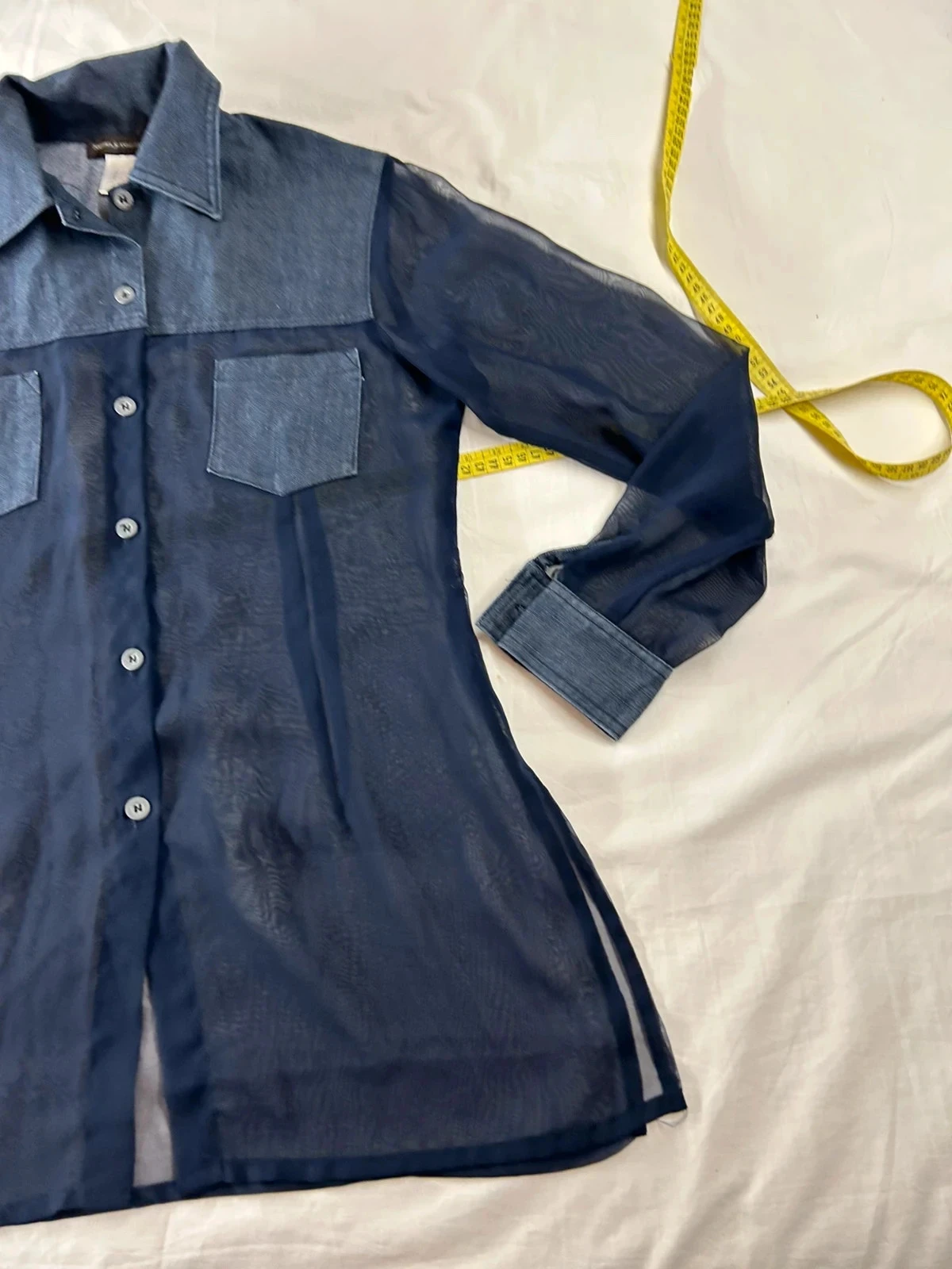 Camisa mujer, te amo azul marino efecto transparente vintage – photo 3